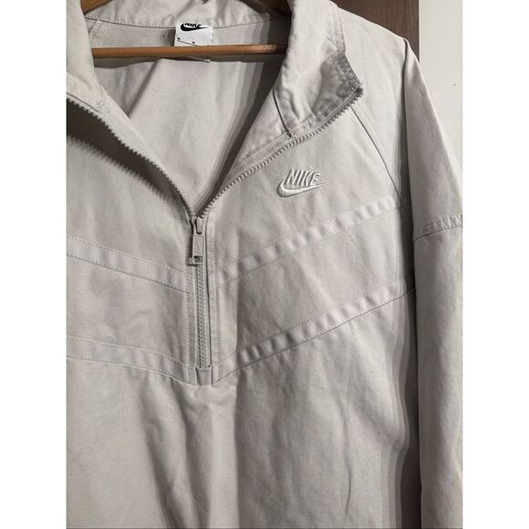 Nike Off-White Canvas Half Zip Long Sleeve Oversized Windrunner Jacket Medium - Picture 2 of 6